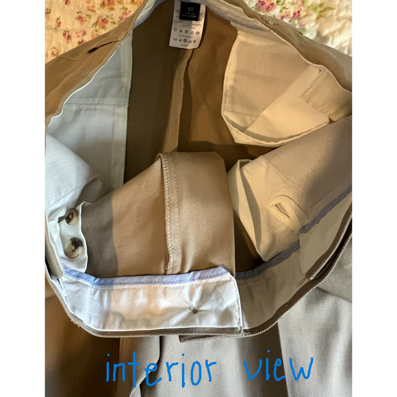 Lands End Mens Pants size 33" Tan Straight Leg Classic Chino Pockets Cotton - Picture 7 of 9